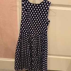 Navy and white polka dot dress girls size L